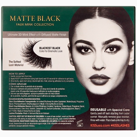 New 4 Pair Kiss Lash Couture Matte Black 3D Faux Mink Lashes - Picture 6 of 8